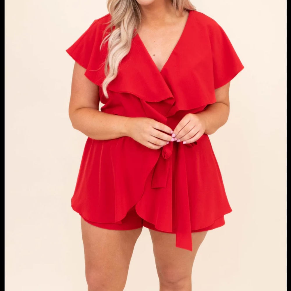 Solid Red Plus Size Romper from Chic Soul